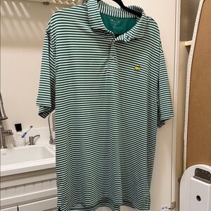 Masters Green and White Striped Polo